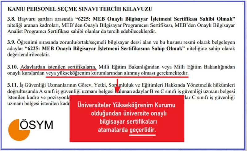 Bilgisayar İşletmenliği Eğitimi Sertifika Programı ( Kamu Atamalarında Geçerli )